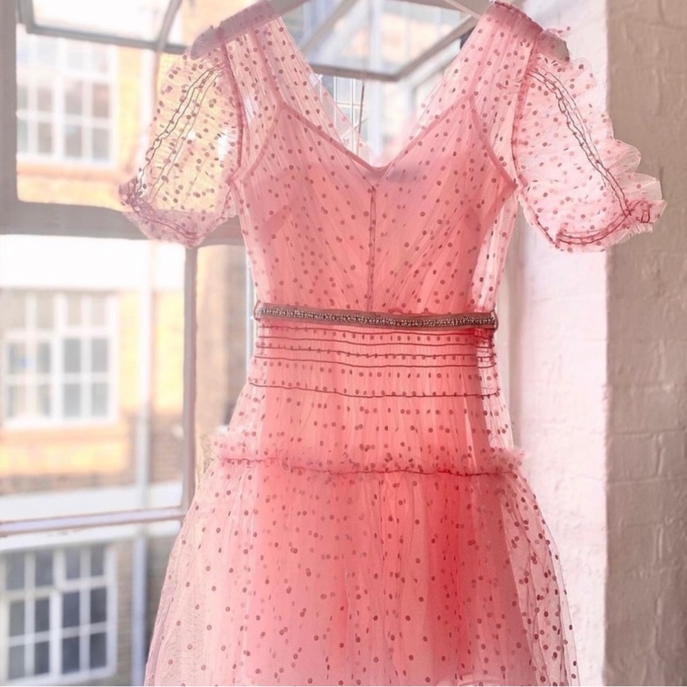 Self-Portrait Pink Mesh Dress
